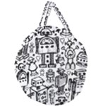 Robot Crowd Giant Round Zipper Tote