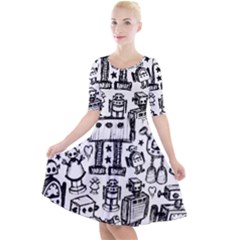 Quarter Sleeve A-Line Dress 