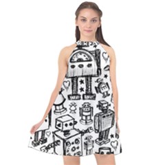 Halter Neckline Chiffon Dress  