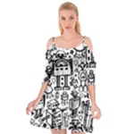 Robot Crowd Cutout Spaghetti Strap Chiffon Dress