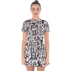 Drop Hem Mini Chiffon Dress 