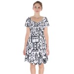 Robot Crowd Short Sleeve Bardot Dress