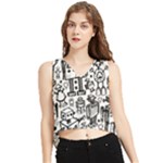 Robot Crowd V-Neck Cropped Tank Top