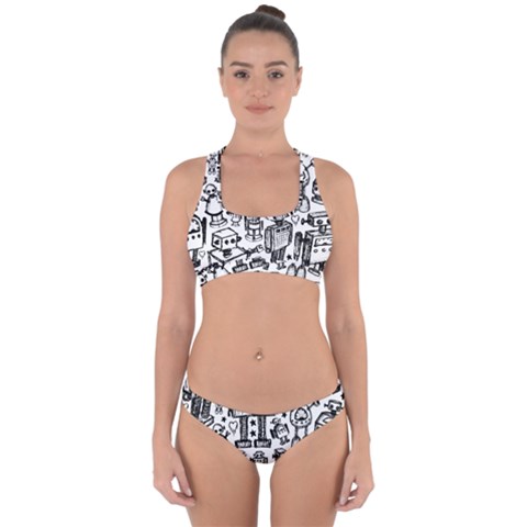 Robot Crowd Cross Back Hipster Bikini Set from ArtsNow.com
