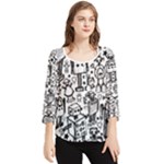 Robot Crowd Chiffon Quarter Sleeve Blouse