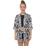 Robot Crowd Open Front Chiffon Kimono