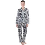 Robot Crowd Satin Long Sleeve Pajamas Set