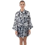 Robot Crowd Long Sleeve Satin Kimono