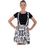 Robot Crowd Velvet Suspender Skater Skirt