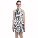 Robot Crowd Velvet Halter Neckline Dress 
