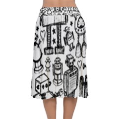 Velvet Flared Midi Skirt 