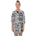 Robot Crowd Half Sleeve Chiffon Kimono