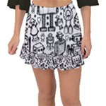 Robot Crowd Fishtail Mini Chiffon Skirt