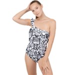 Robot Crowd Frilly One Shoulder Swimsuit
