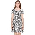 Robot Crowd Inside Out Cap Sleeve Dress