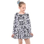 Robot Crowd Kids  Long Sleeve Dress