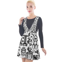 Plunge Pinafore Velour Dress 