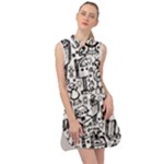 Robot Crowd Sleeveless Shirt Dress