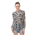 Robot Crowd Long Sleeve Chiffon Shirt
