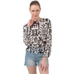Robot Crowd Banded Bottom Chiffon Top