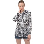 Robot Crowd Long Sleeve Satin Shirt