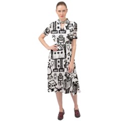 Keyhole Neckline Chiffon Dress 