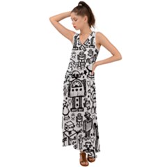 V-Neck Chiffon Maxi Dress 