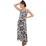 Robot Crowd V-Neck Chiffon Maxi Dress