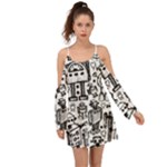 Robot Crowd Kimono Sleeves Boho Dress