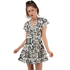 Flutter Sleeve Wrap Dress 