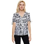 Robot Crowd Bow Sleeve Button Up Top