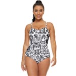 Robot Crowd Retro Full Coverage Swimsuit