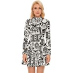 Robot Crowd Long Sleeve Velour Longline Dress