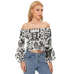 Off Shoulder Flutter Bell Sleeve Top 