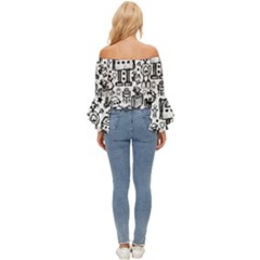 Off Shoulder Flutter Bell Sleeve Top 