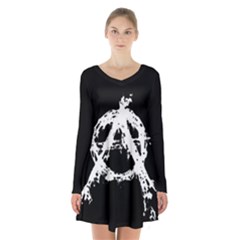 Long Sleeve Velvet V-neck Dress 