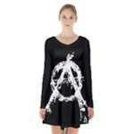 Anarchy Long Sleeve Velvet V-neck Dress