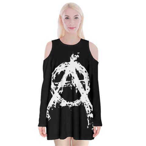 Anarchy Velvet Long Sleeve Shoulder Cutout Dress from ArtsNow.com
