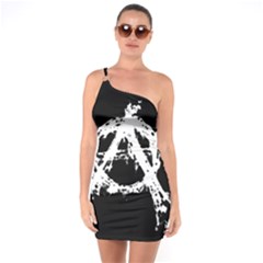 One Shoulder Ring Trim Bodycon Dress 