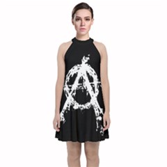 Velvet Halter Neckline Dress  