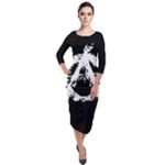 Anarchy Quarter Sleeve Midi Velour Bodycon Dress