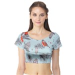 Christmas birds Short Sleeve Crop Top