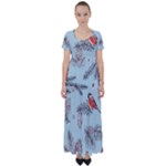 Christmas birds High Waist Short Sleeve Maxi Dress