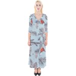 Christmas birds Quarter Sleeve Wrap Maxi Dress