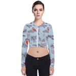 Christmas birds Long Sleeve Zip Up Bomber Jacket