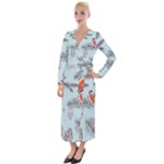 Christmas birds Velvet Maxi Wrap Dress