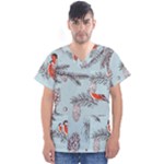 Christmas birds Men s V-Neck Scrub Top