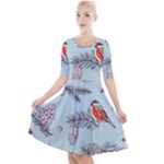 Christmas birds Quarter Sleeve A-Line Dress