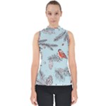 Christmas birds Mock Neck Shell Top