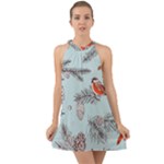 Christmas birds Halter Tie Back Chiffon Dress